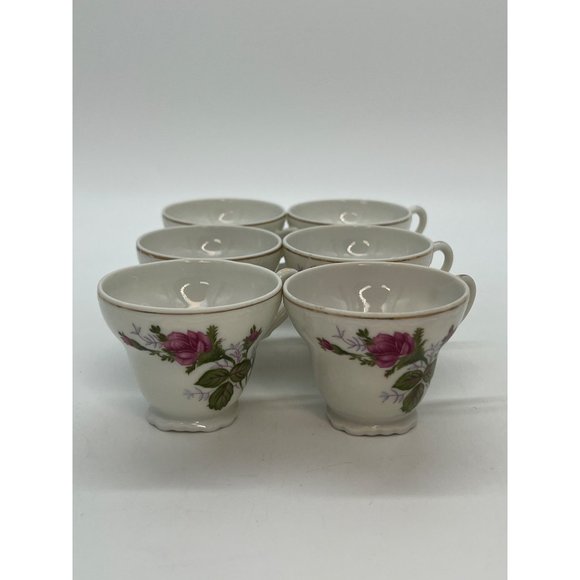 Set of 6 PorcelainTea Cups with Pink Roses Made in Japan - Picture 6 of 11